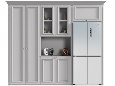 简欧嵌入冰箱的酒柜