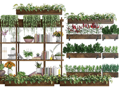 现代实木花盆盆栽植物