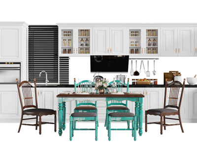 美式整体橱柜、餐桌椅组合