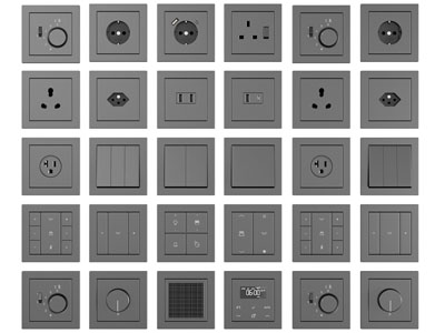 现代插座开关面板3d模型 现代插座开关面板