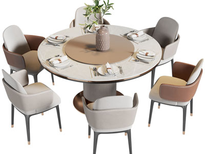 现代圆形餐桌椅组合