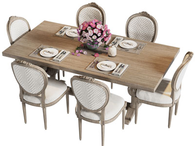 美式实木餐桌椅组合