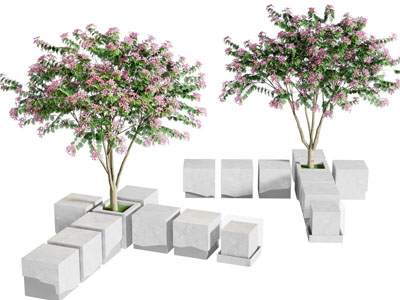 新中式户外景观花树