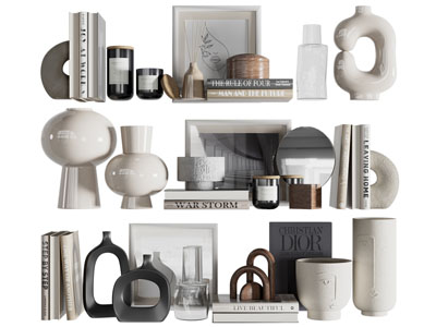 侘寂风书籍、陶艺摆件组合