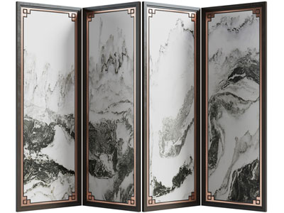 新中式山水图案屏风