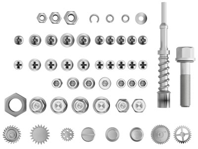 现代螺丝钉、螺丝帽五金件3d模型 现代螺丝钉、螺丝帽五金件