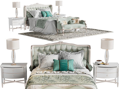 新古典双人床、床头柜