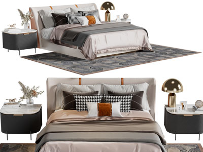 现代布艺双人床