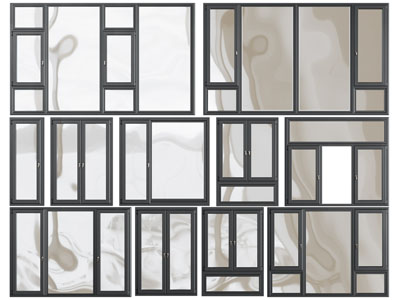 现代金属边框平开窗户