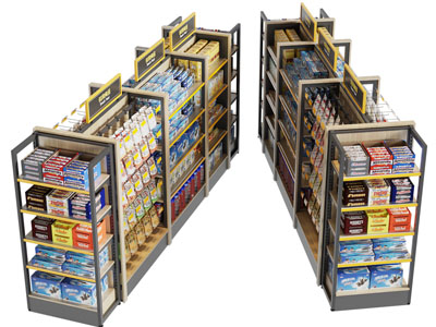 现代零食货架、展示架3d模型 现代零食货架、展示架