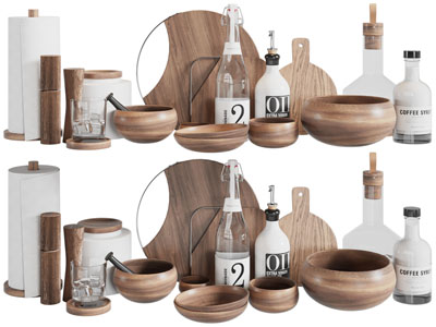 北欧木制碗碟、调味瓶厨具