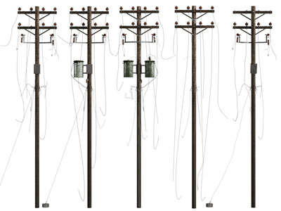 现代实木电线杆3d模型 现代实木电线杆