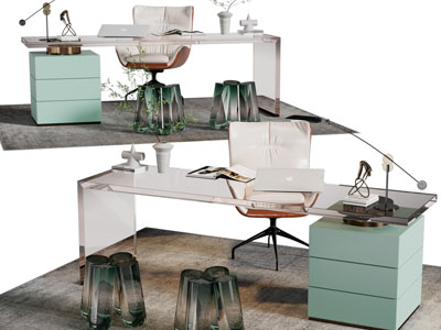 现代透明书桌椅组合