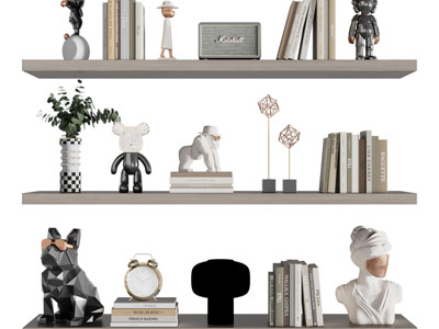 现代书籍、摆件组合