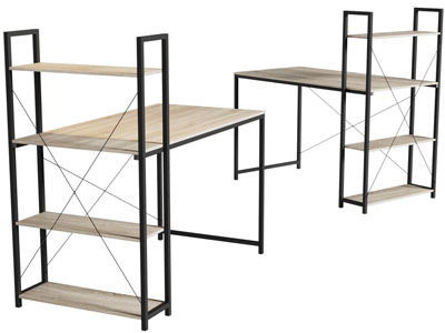 现代带书柜的组合书桌