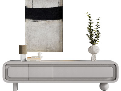 侘寂风电视柜、摆件组合