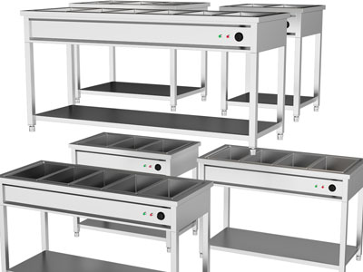 现代五格不锈钢快餐保温台