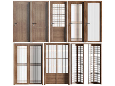 现代实木平开门、推拉门