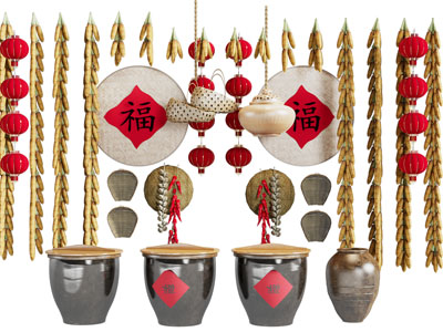 现代乡村陶瓷酒坛、农作物挂件