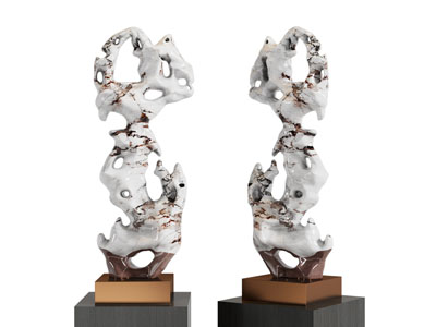 新中式陶瓷假山工艺品摆件组合