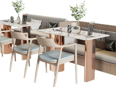 现代饭店餐馆卡座餐桌椅组合