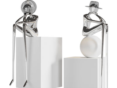 现代托腮的抽象人雕塑雕刻