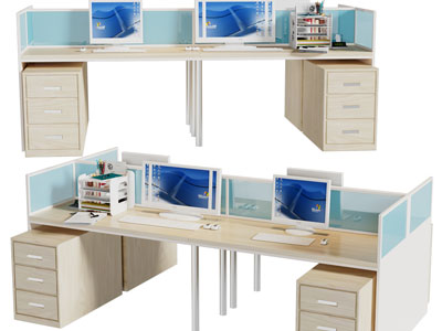 现代双人位办公桌