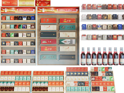 现代烟酒实木展柜、货架3d模型 现代烟酒实木展柜、货架