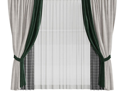 现代千鸟格图案窗帘窗纱