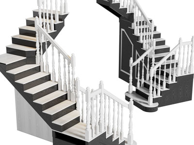 欧式雕花栏杆转角旋转楼梯3d模型 欧式雕花栏杆转角旋转楼梯