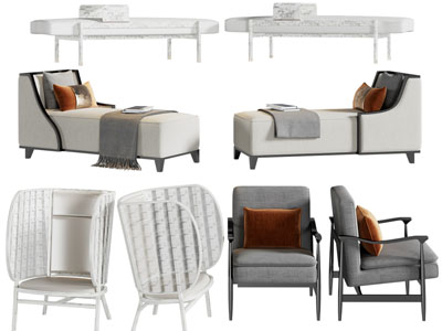 新中式沙发凳子、休闲椅子