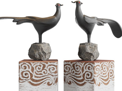 新中式小鸟雕塑雕刻、工艺品摆件