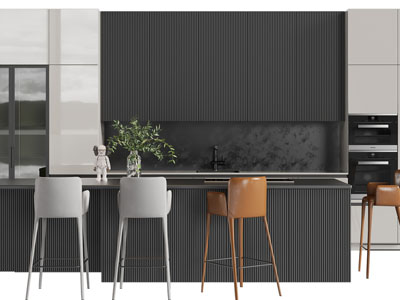 现代整体橱柜、吧台吧椅