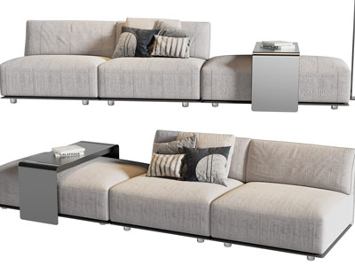 现代布艺多人沙发