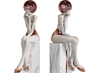 现代托腮女孩雕塑雕刻