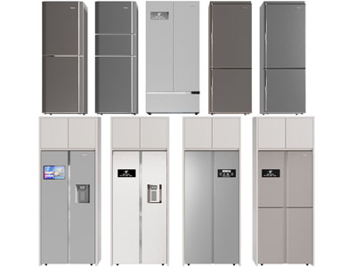 现代带收纳柜的电冰箱