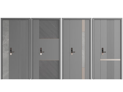 现代带密码锁的平开门