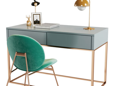 现代轻奢书桌椅组合