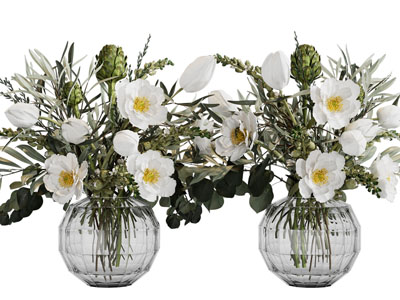 现代圆肚形花瓶花卉