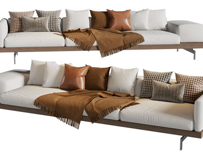 现代布艺多人沙发