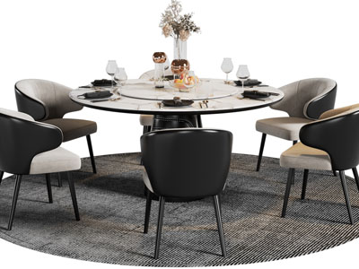 现代圆形餐桌椅组合