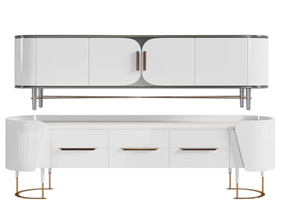 现代白色电视柜