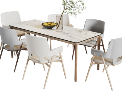 北欧长方形实木餐桌椅组合