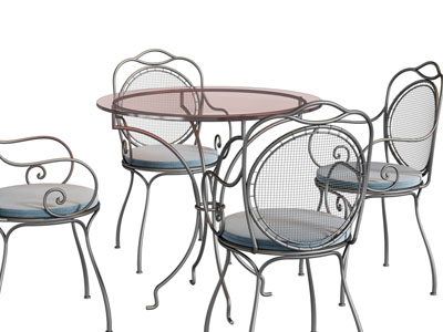 北欧铁艺圆形餐桌椅组合