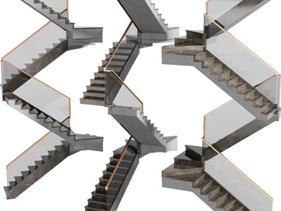 现代转角旋转楼梯3d模型 现代转角旋转楼梯