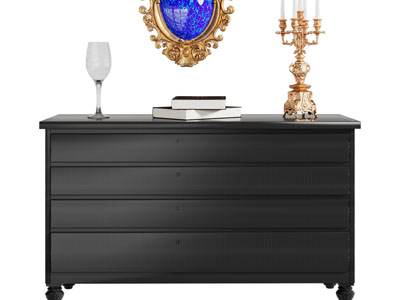 欧式黑色实木玄关柜、边柜