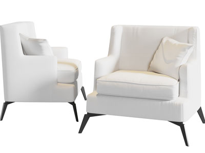 现代白色布艺单人沙发3d模型 现代白色布艺单人沙发