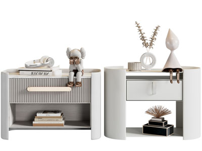 现代床头柜、摆件组合