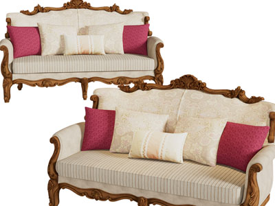 欧式实木雕花多人沙发