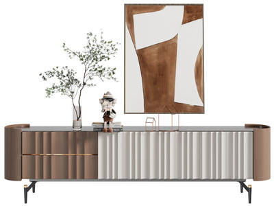 现代电视柜、摆件组合